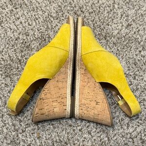 Yellow Suede Slingback Wedges Franco Sarto Julien Sandals 8.5